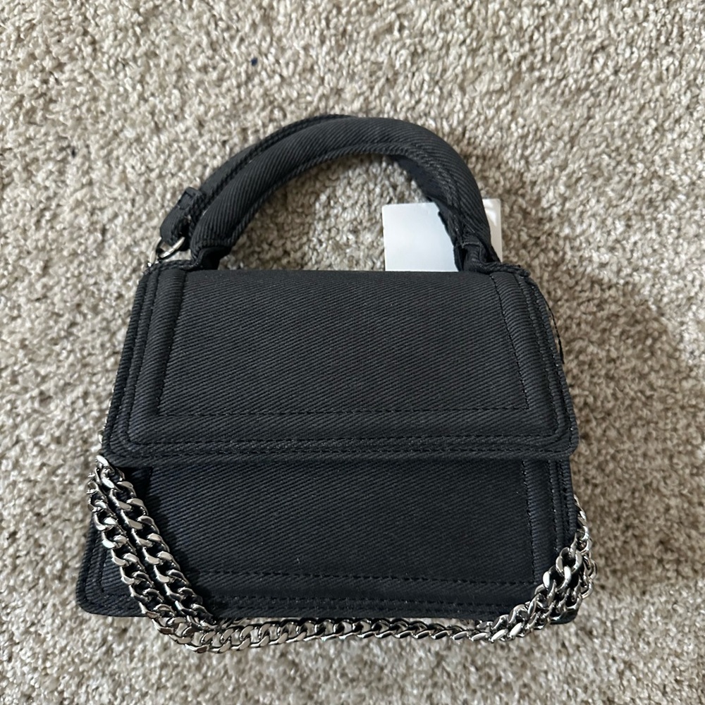 Black Zara Top-Handle Chain Crossbody Bag